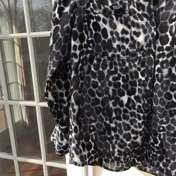 Express Leopard Print Button Down Blouse - Picture 3 of 5